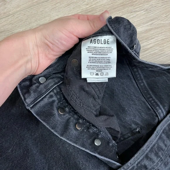 AGOLDE Black Riley High Rise Straight Crop
Distressed Stretch - Picture 7 of 9